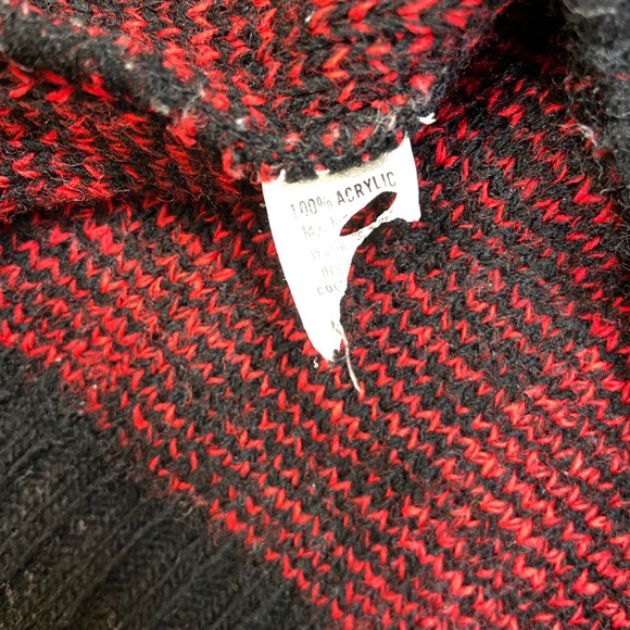 Edison Vintage Knitwear Black Red Cable Knit Sweater Men's Size Medium - Picture 4 of 9